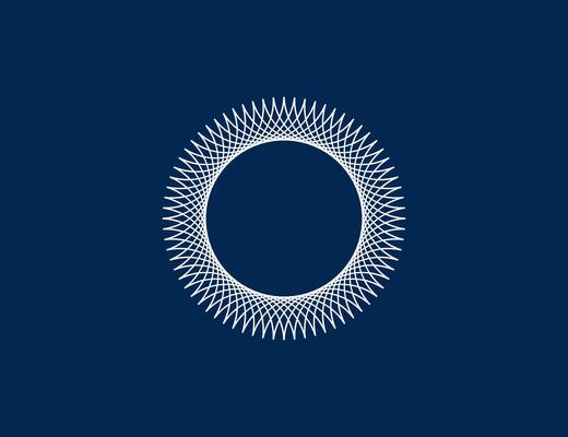 Spirograph abstract element on blue background. Vector illustration.