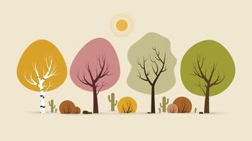 Set of trees isolated vector background design