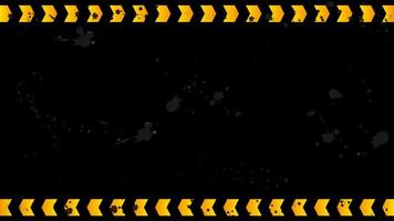 Black grunge urban background with orange arrows imitating a warning ribbon. vector
