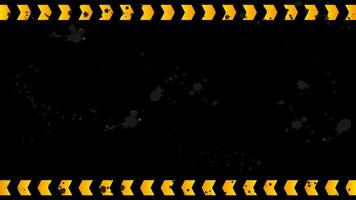 Black grunge urban background with orange arrows imitating a warning ribbon. vector