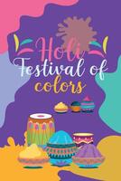 Happy Holi colorful banner template indian hinduism festival celebration, social media poster design and horizontal banner template for holi festival celebration vector