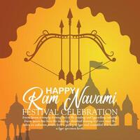 Happy Ram Navami cultural Banner Hindu festival vertical post wishes celebration card Ram Navami celebration background vector