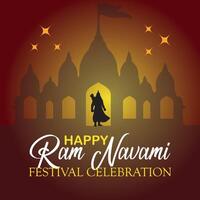 Happy Ram Navami cultural Banner Hindu festival vertical post wishes celebration card Ram Navami celebration background vector