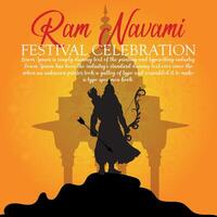 contento RAM navami cultural bandera hindú festival vertical enviar deseos celebracion tarjeta RAM navami celebracion antecedentes vector