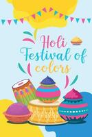 Happy Holi colorful banner template indian hinduism festival celebration, social media poster design and horizontal banner template for holi festival celebration vector