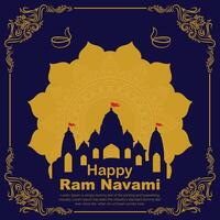 Happy Ram Navami cultural Banner Hindu festival vertical post wishes celebration card Ram Navami celebration background Ram Navami Greetings Yellow Beige Background Indian Hinduism Festival vector