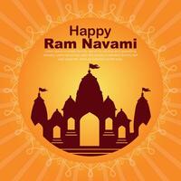 Happy Ram Navami cultural Banner Hindu festival vertical post wishes celebration card Ram Navami celebration background Ram Navami Greetings Yellow Beige Background Indian Hinduism Festival vector