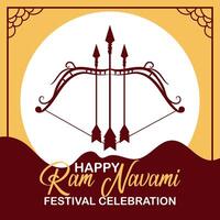 Happy Ram Navami cultural Banner Hindu festival vertical post wishes celebration card Ram Navami celebration background vector