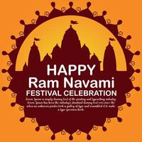 Happy Ram Navami cultural Banner Hindu festival vertical post wishes celebration card Ram Navami celebration background Ram Navami Greetings Yellow Beige Background Indian Hinduism Festival vector