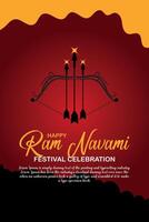 Happy Ram Navami cultural Banner Hindu festival vertical post wishes celebration card Ram Navami celebration background vector