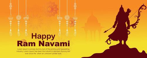 Happy Ram Navami cultural Banner Hindu festival vertical post wishes celebration card Ram Navami celebration background Ram Navami Greetings Yellow Beige Background Indian Hinduism Festival vector