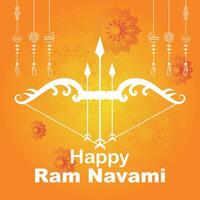 Happy Ram Navami cultural Banner Hindu festival vertical post wishes celebration card Ram Navami celebration background Ram Navami Greetings Yellow Beige Background Indian Hinduism Festival vector