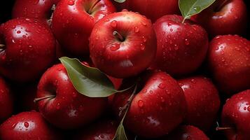 AI generated red apple background, full frame photo of red apple background, fresh apple photo