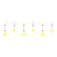 Decorative garland with stars and month. Vector illustration