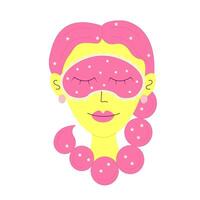 Girl in a sleep mask. Relaxation and meditation concept. Vector illustration