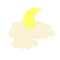 Month in the clouds decorative element. Vector illustration