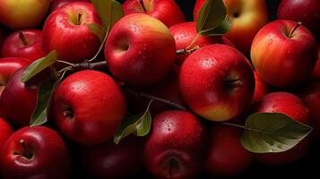 AI generated red apple background, full frame photo of red apple background, fresh apple photo