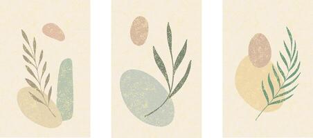 Abstract shapes background leaves branch botany vector illustration beige warm colors spring female organic
