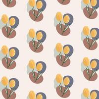 Yellow tulip seamless pattern vector background