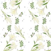 Blooming lilies seamless pattern background vector design