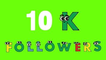 10k seguidores texto animación 10k seguidores dibujos animados animación video