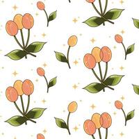 Seamless pattern of cute stylish tulips background vector design