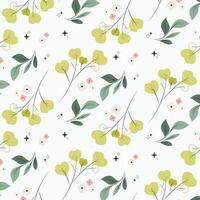 Vector floral pattern in doodle style with flowers and leaves background design