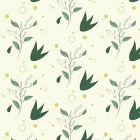 Floral seamless pattern with green leaves vector background