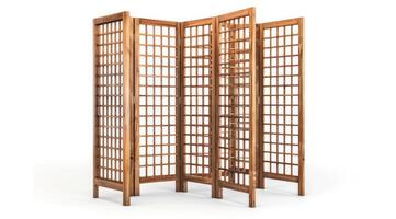 AI generated Wooden folding screens room divider isolated on white background. photo