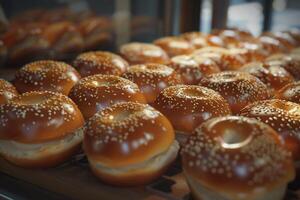 AI generated Crusty buns in store for sale photo