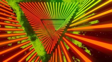 Orange and Lime Neon Glowing Sci-Fi Triangular Dimension Background VJ Loop video