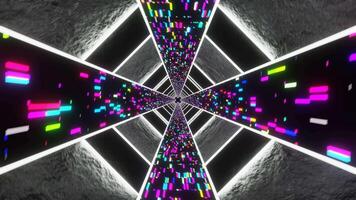 Weiß und Mehrfarbig Sci-Fi Neon- glühen Cyber Tunnel Hintergrund vj Schleife video