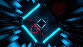 röd och blå korrugerad neon Blixt tunnel bakgrund vj slinga video
