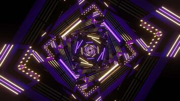 Purple and Yellow Sci-Fi Neon Glow Square Spiral Background VJ Loop video