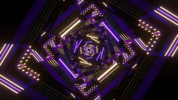 Purple and Yellow Sci-Fi Neon Glow Square Spiral Background VJ Loop video