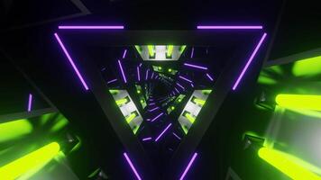 Purple and Lime Neon Glowing Mirrored Triangular Spiral Background VJ Loop video