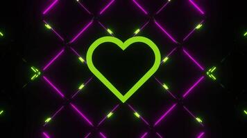 Lime and Pink Neon Glowing Abstract Heart Background VJ Loop video