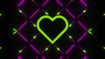 Lime and Pink Neon Glowing Abstract Heart Background VJ Loop video