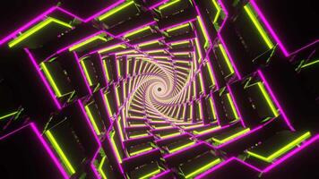 Pink and Lime Neon Glowing Spiral Chess Type Background VJ Loop video