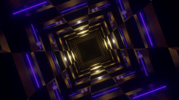 Gold and Purple Neon Glow Chess Type Tunnel Background VJ Loop video