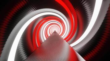 White and Red Neon Sci-Fi Spiral Tunnel Background Loop Animation video