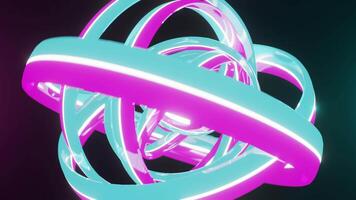 Pink and Cyan and White Sci-Fi Rings Background Loop Animation video