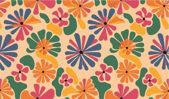 Hand drawn groovy flower pattern. Vintage style. Bright colorful colors. Retro floral vector design y2k.