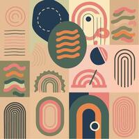 mid-century retro minimal abstract shape vector elements collection. memphis design element