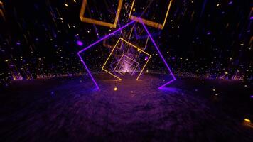 Purple and Yellow Neon Glowing Mirrored Cave Background VJ Loop video