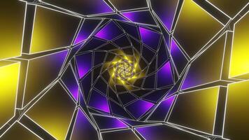 Purple and Gold Hexagonal of Squares Tunnel Background VJ Loop video