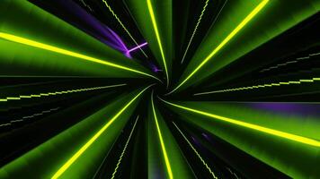 grön och lila neon lysande spiral hex tunnel bakgrund vj slinga video