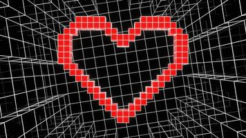 Black and Red and White Pixel Heart Background VJ Loop video