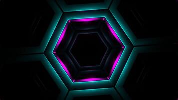 Cyan and Pink In to Hexagon Background VJ Loop video