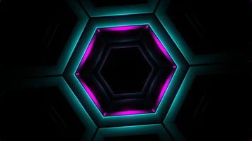 Cyan and Pink In to Hexagon Background VJ Loop video